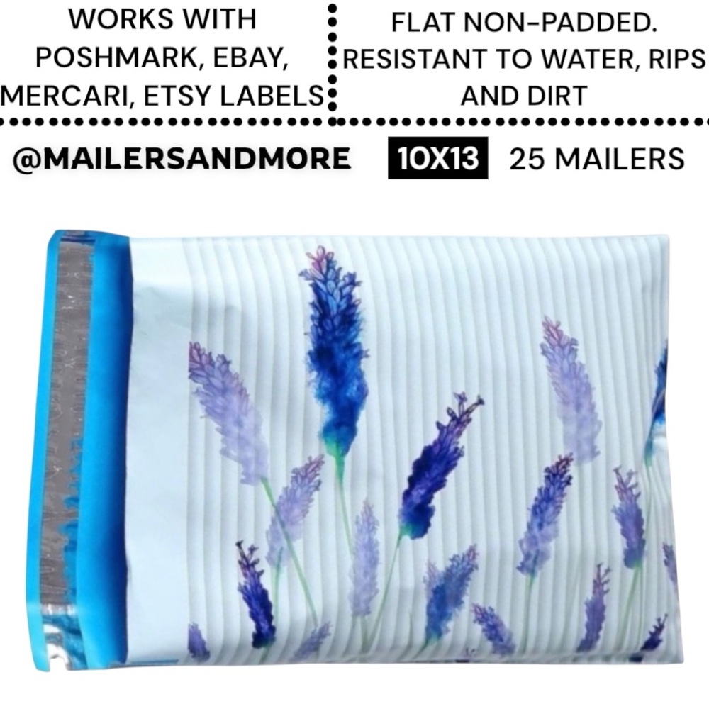 25 10X13 Poly Mailers Lavender Flowers Shipping Envelopes Bags PRICE IS FIRM - Picture 4 of 11